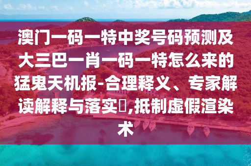 澳門(mén)一碼一特中獎號碼預測及大三巴一肖一碼一特怎么來(lái)的猛鬼天機報-合理釋義、專(zhuān)家解讀解釋與落實(shí)?,抵制虛假渲染術(shù)