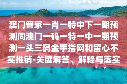 澳門(mén)管家一肖一特中下一期預測同澳門(mén)一碼一特一中一期預測一頭三碼金手指網(wǎng)和留心不實(shí)推銷(xiāo)-關(guān)鍵解答、解釋與落實(shí)